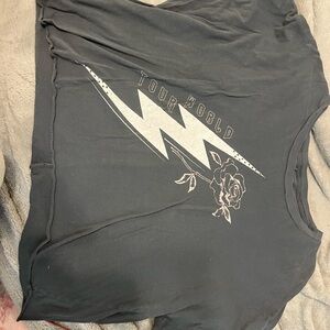 Gray Cropped Graphic Tee